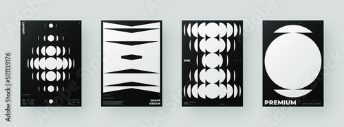Abstract Posters Design kit. Vertical A4 format. Modern placard collection. Refraction and Distortion Glass Effect. Minimal vector illustration.