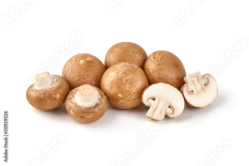 Royal brown champignons  isolated on white background.