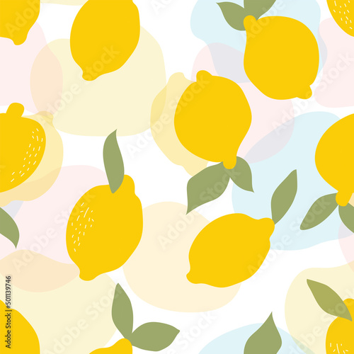 Seamless pattern. Modern wallpaper design. Hand drawn yellow lemons on a pastel background. Vector design for paper  cover  fabric  interior d  cor  wrapping and more