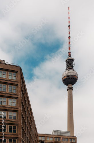 Television tower in Berlin against the sky 