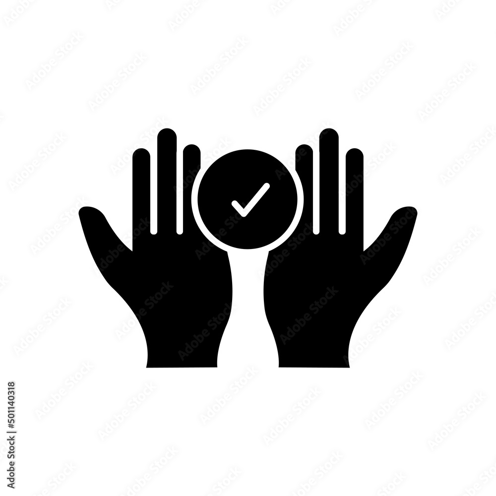 Obraz premium Hand icon with check mark. solid icon style. suitable for done symbol, completed. simple design editable. Design template vector
