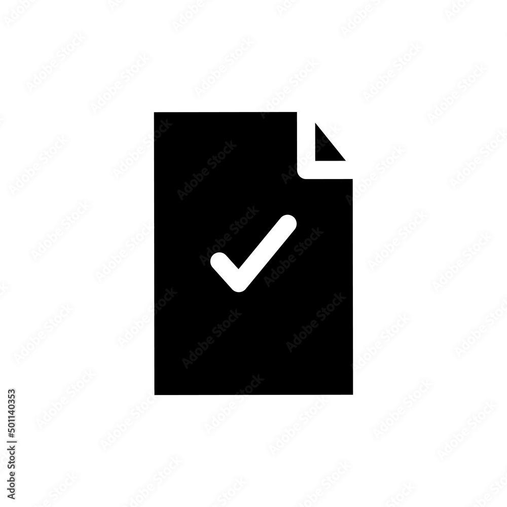 Document icon with check mark. solid icon style. suitable for document check completed icon. simple design editable. Design template vector Document icon with check mark. solid icon style. suitable for document check completed icon. simple design editable. Design template vector