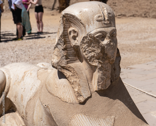 The Great Pyramid of Giza is a defining symbol of Egypt and the last of the ancient Seven Wonders of the World. The massive temple complex of Karnak was the principal religious center of the god Amun. photo