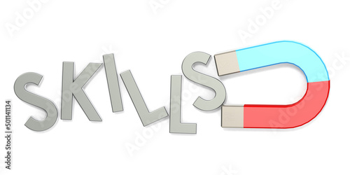 Quadro em tela Magnet attract alphabet to form skills word