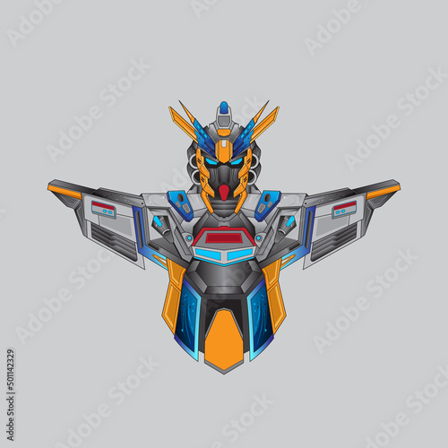 warrior cyborg robot knight in the sacred geometry ornaments background, Perfect for T-Shirt Design, Sticker, Poster, Merchandise and E-sport logo