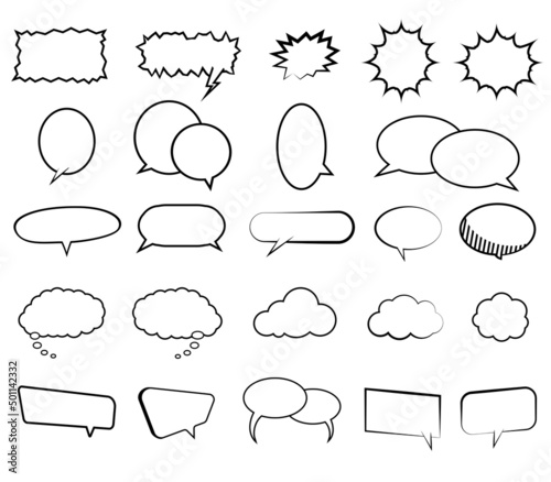 Stickers of speech bubbles vector set