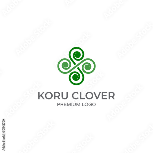 Koru Fern, Green Clover logo vector template photo