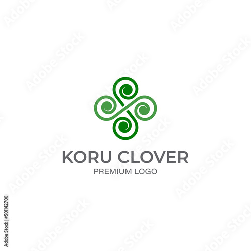 Koru Fern, Green Clover logo vector template