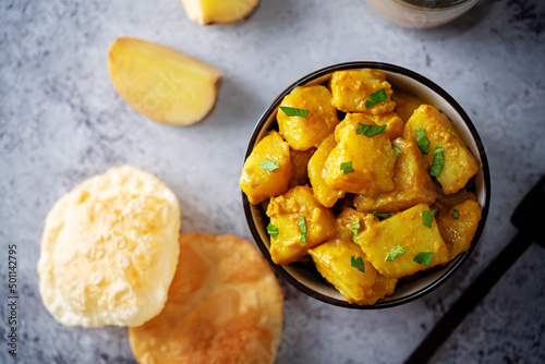 Curry potato with poori bread