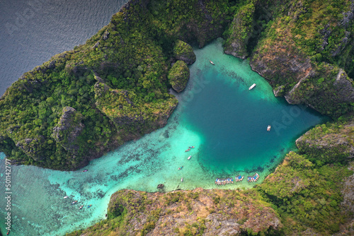 The Heart Shape Lagoon of Phi Phi Island , Andaman ocean in Southern Thailand. © apisitwilaijit29