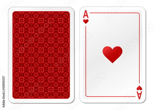 Ace of Hearts. Playing cards isolated on white
