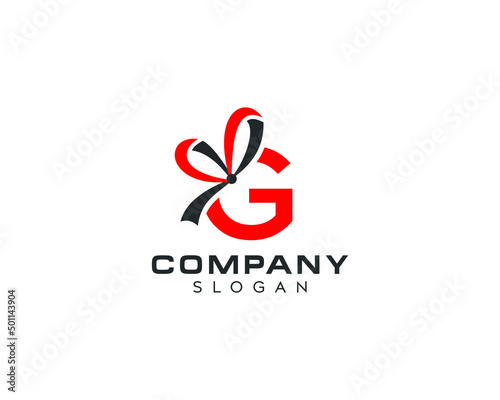 Abstract letter G gift icon logo, gift ribbon vector logo design