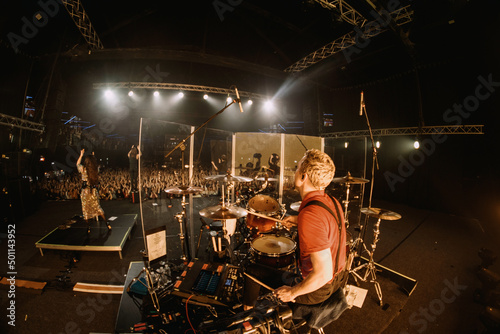drummer on stage behind the kit Fototapeta