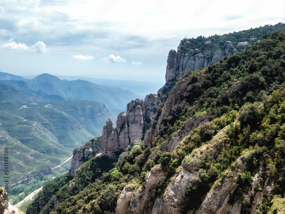 Landscape view from the mountain of Montserrat in Spain