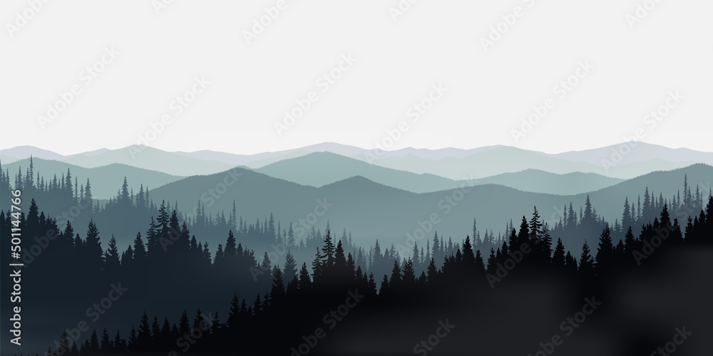 Vector landscape of mountains of the winter season.
