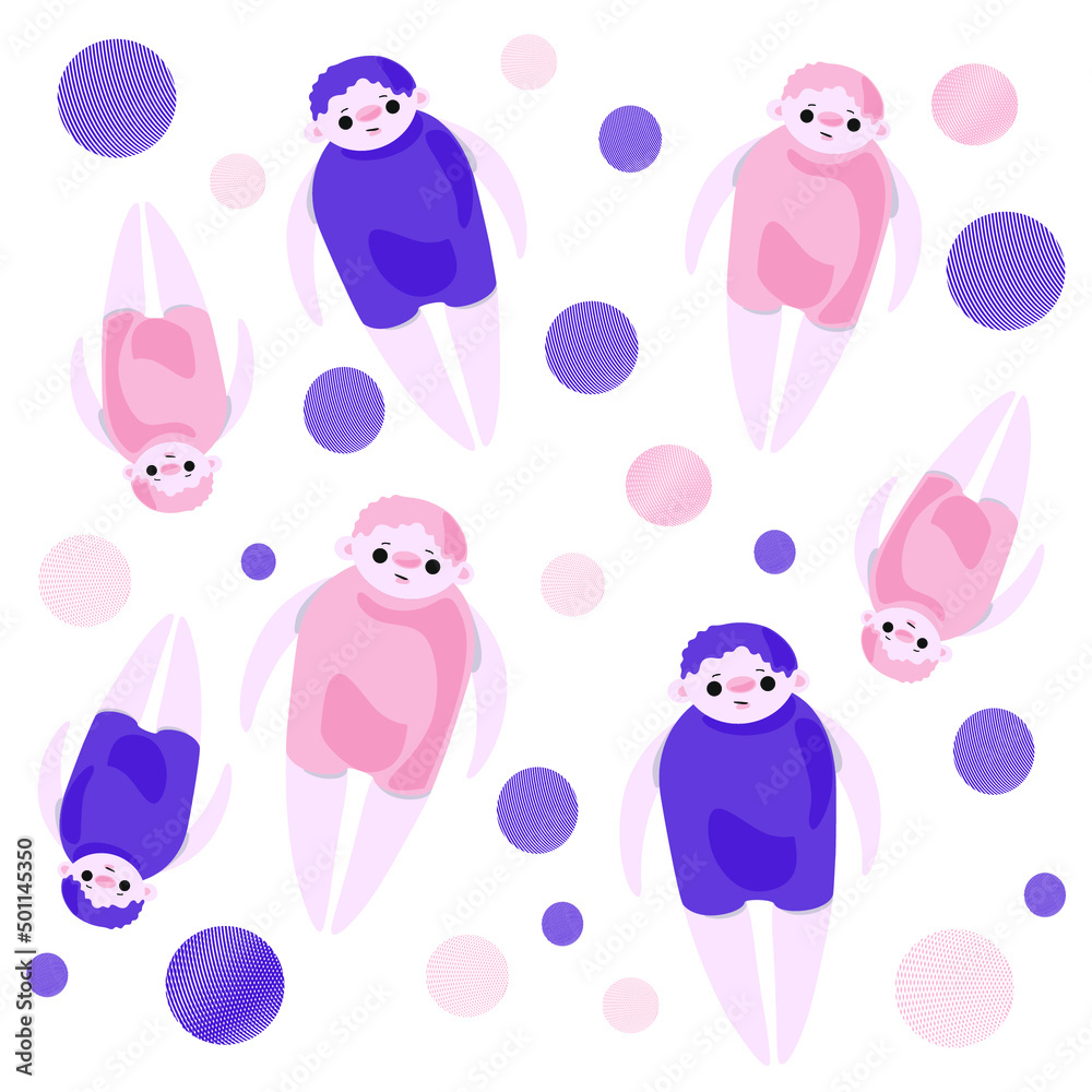 Set with dolls and balls, vector illustration. Set with dolls and balls, vector illustration.