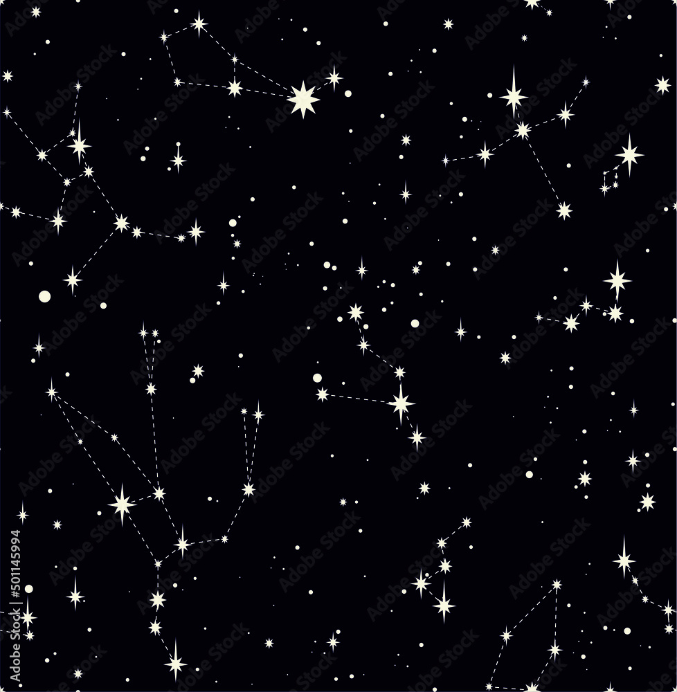 Fototapeta premium star constellation space seamless vector pattern design
