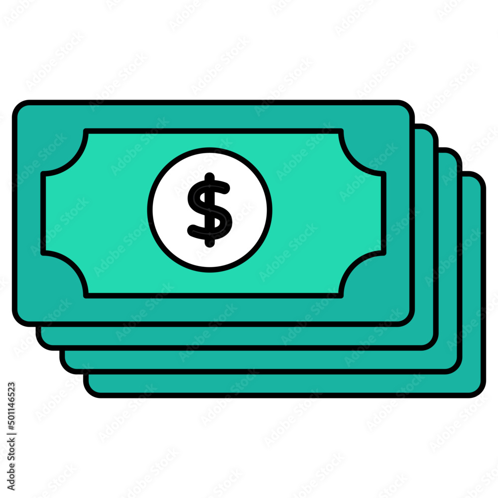 A flat design icon of banknote