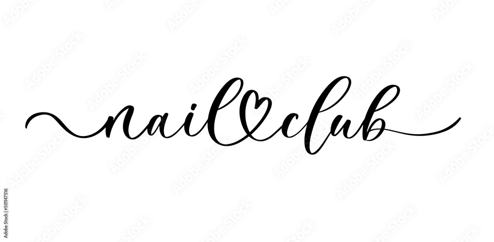Fashion nail club lettering logo. Beauty manicure salon.