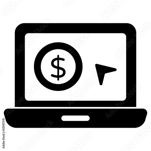 Conceptual solid design icon of pay per click