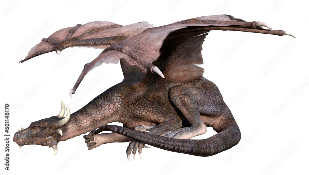 3D Rendering Fairy Tale Dragon on White