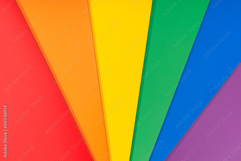 Obraz premium LGBT Rainbow flag background. Group of colored cardboard. Gay pride flag