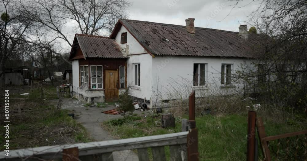 Kyiv region, Bucha, Gostomel, Ukraine, february-april 2022. Ukrainian cities after russian occupation, ukrainian cities after shelling. Ukrainian war with Russia. Kyiv region, Bucha, Gostomel, Ukraine, february-april 2022. Ukrainian cities after russian occupation, ukrainian cities after shelling. Ukrainian war with Russia.