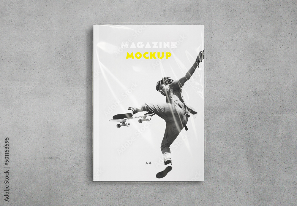 A4 Magazine Cover Plastic Wrap Mockup Stock-Vorlage