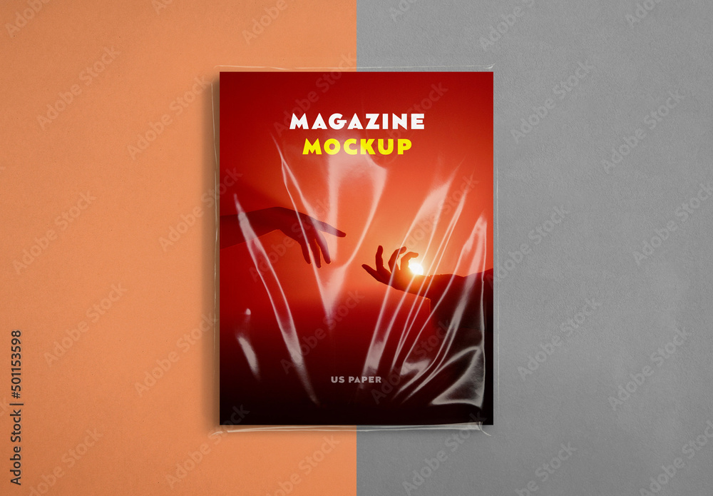 Us Paper Magazine Cover Plastic Wrap Mockup Stock Template | Adobe Stock