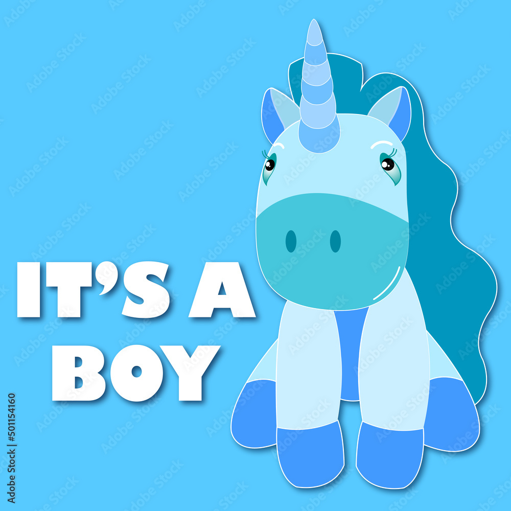 It's A Boy cadr with blue unicorn It's A Boy cadr with blue unicorn