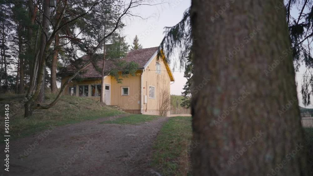 Old house. Rural landscape. Reveal shot Old house. Rural landscape. Reveal shot