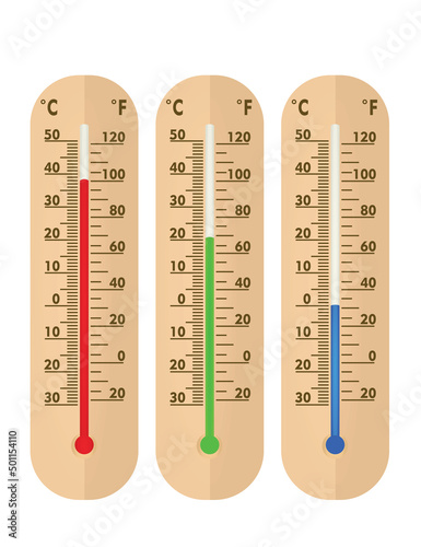 Brown thermometer icons. vector illustration