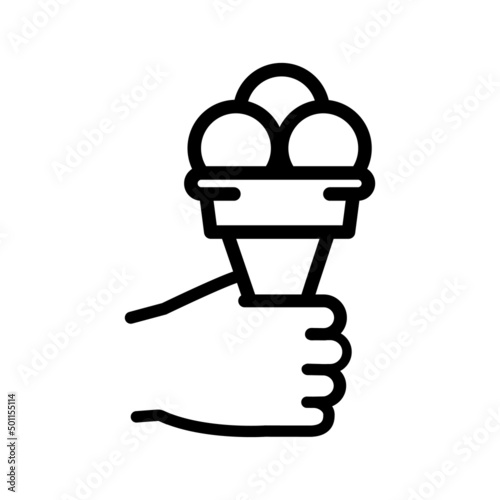 Hand with ice cream with three balls  icon.