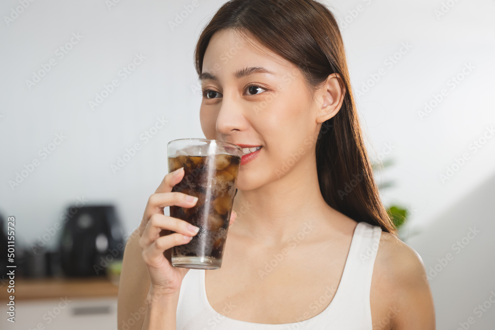 close up woman drinking soft dirnk cola close up woman drinking soft dirnk cola