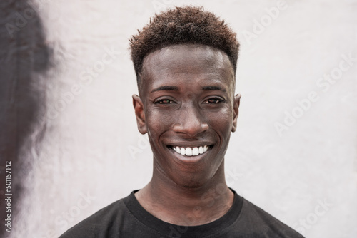Photography Portrait of young african man smiling on camera