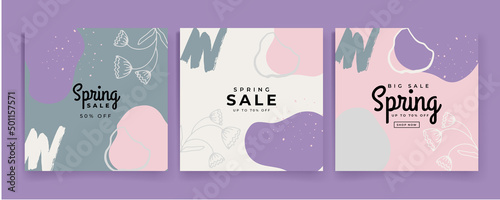 Valokuva Spring season floral square cover template