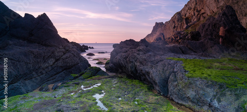 sunset in the beach of Laga, basque country photo