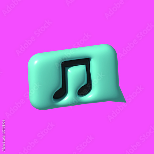 3D  Green Music Icon. Round Isolated Button. Vector illustration