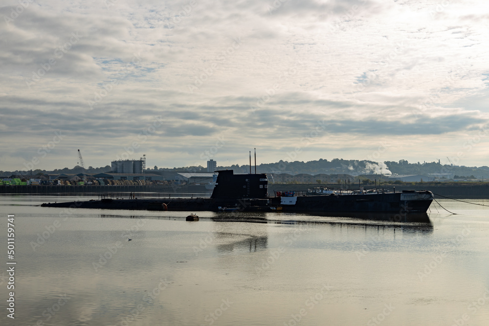 'Black Widow U-475' - A soviet project 641 class submarine, built in 1967 that served in the Baltic Fleet during the Cold War era. Now moored in the River Medway in Rochester, awaiting restoration.  