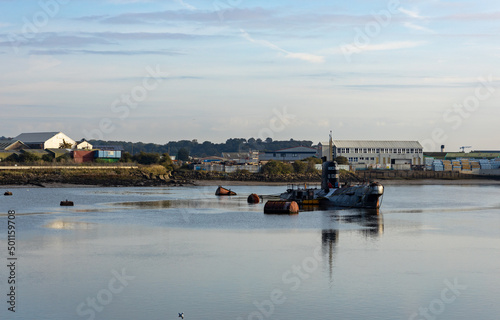 'Black Widow U-475' - A soviet project 641 class submarine, built in 1967 and served in the Baltic Fleet during the Cold War era. Now moored in the River Medway in Rochester, awaiting restoration.   photo