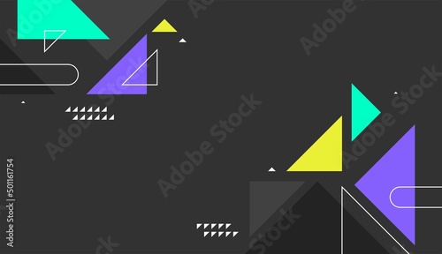 Neon green and purple abstract geometric vector design with dark background