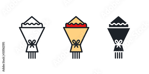 Bunch of flowers icon. Flowers delivery isolated vector icon