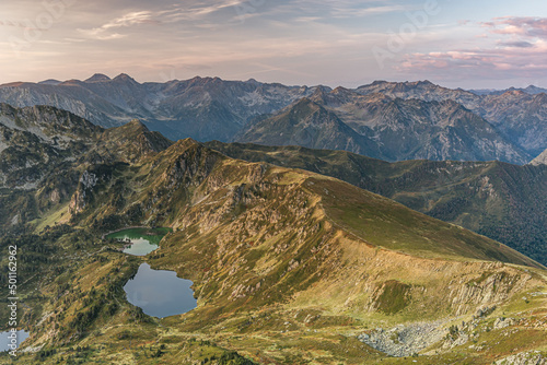 View of the mountains in the morning (Lakes of Rabassoles, French Pyrenees Mountains) © zkcristian