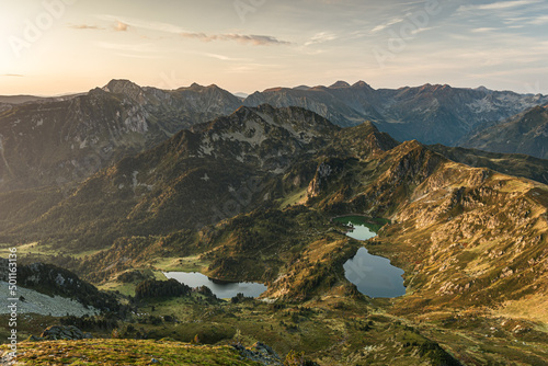 Beautiful lakes on the mountains (Pyrenees Mountains, Lakes of Rabassoles) photo