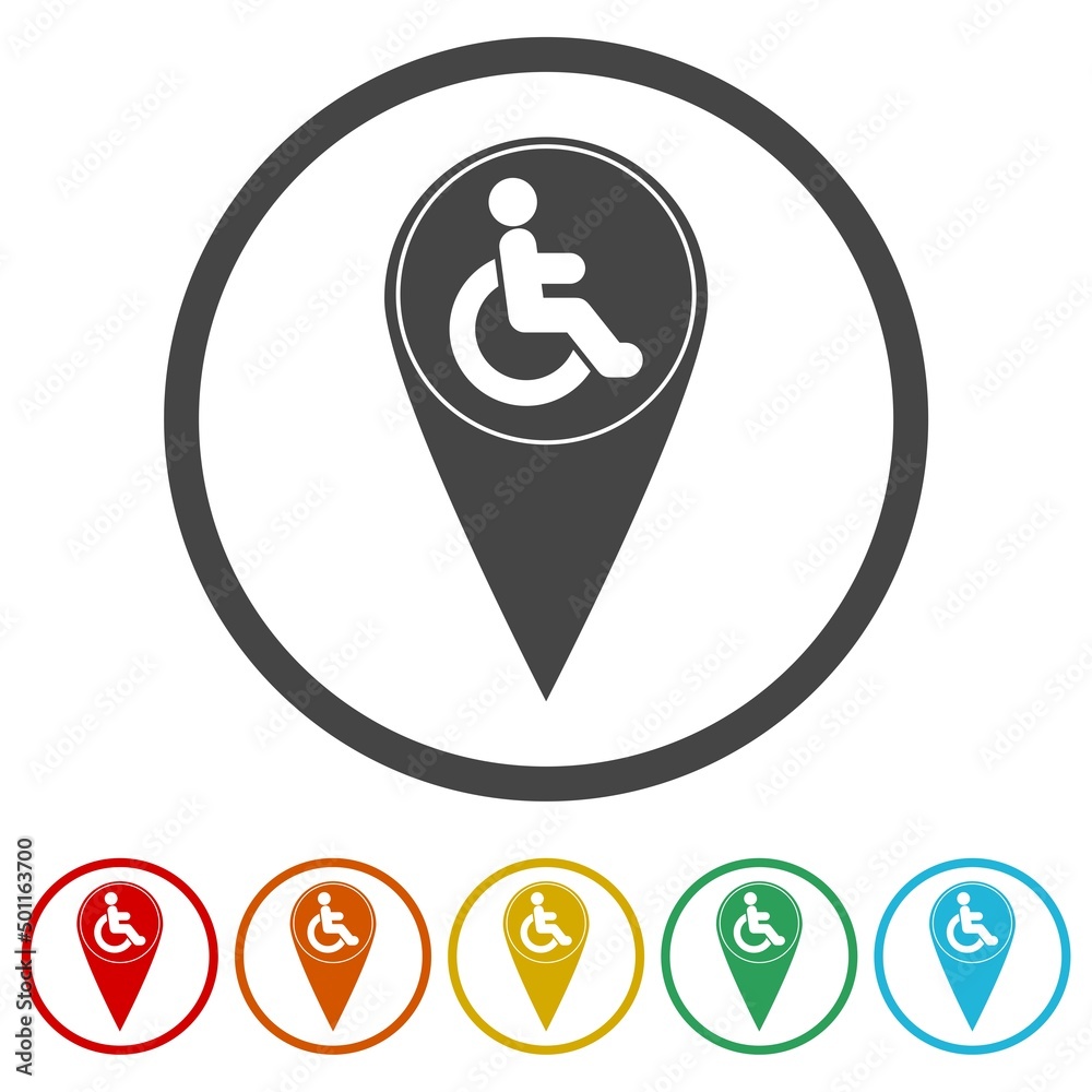 Handicapped person icon. Set icons colorful Handicapped person icon. Set icons colorful