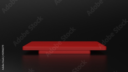 red rectangular podium product display set 3d render geometric black background luxury pedestal © Ahadul Hasan