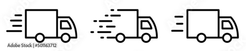 Fast delivery truck icons set. Delivery truck line symbol for apps and websites. Isolated. Vector illustration