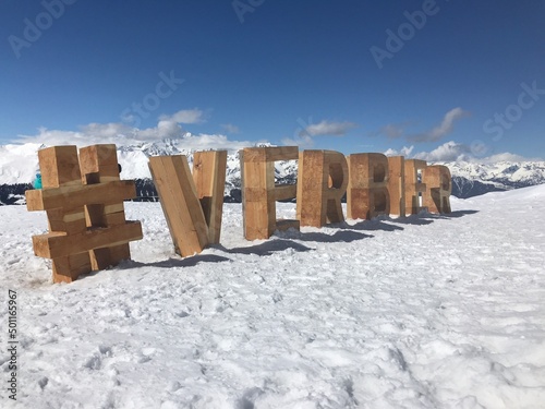 Hashtag sign Verbier Switzerland