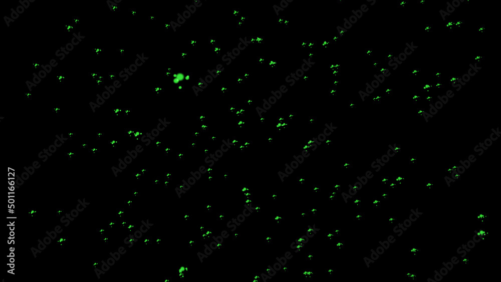 Futuristic snowfall overlay in green lighting, black background