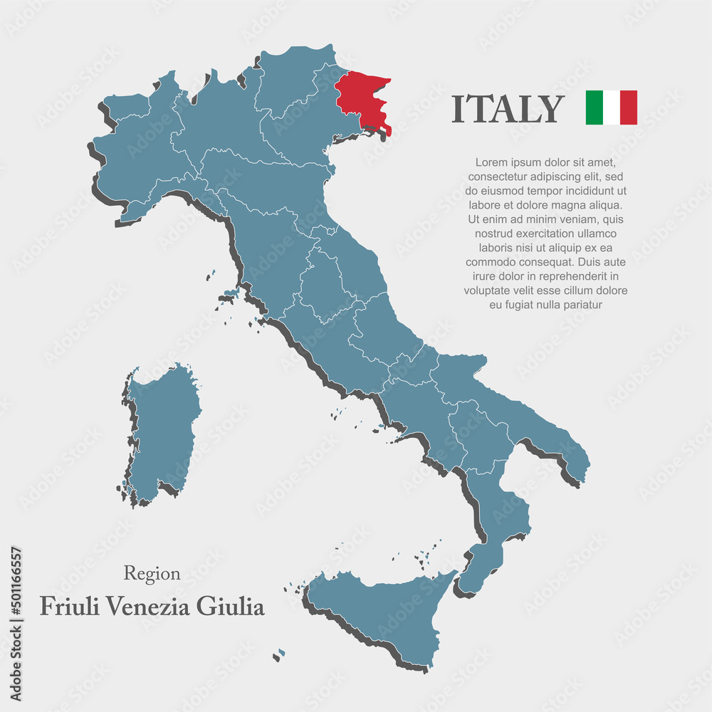 Vector map country Italy and Friuli Venezia Giulia
